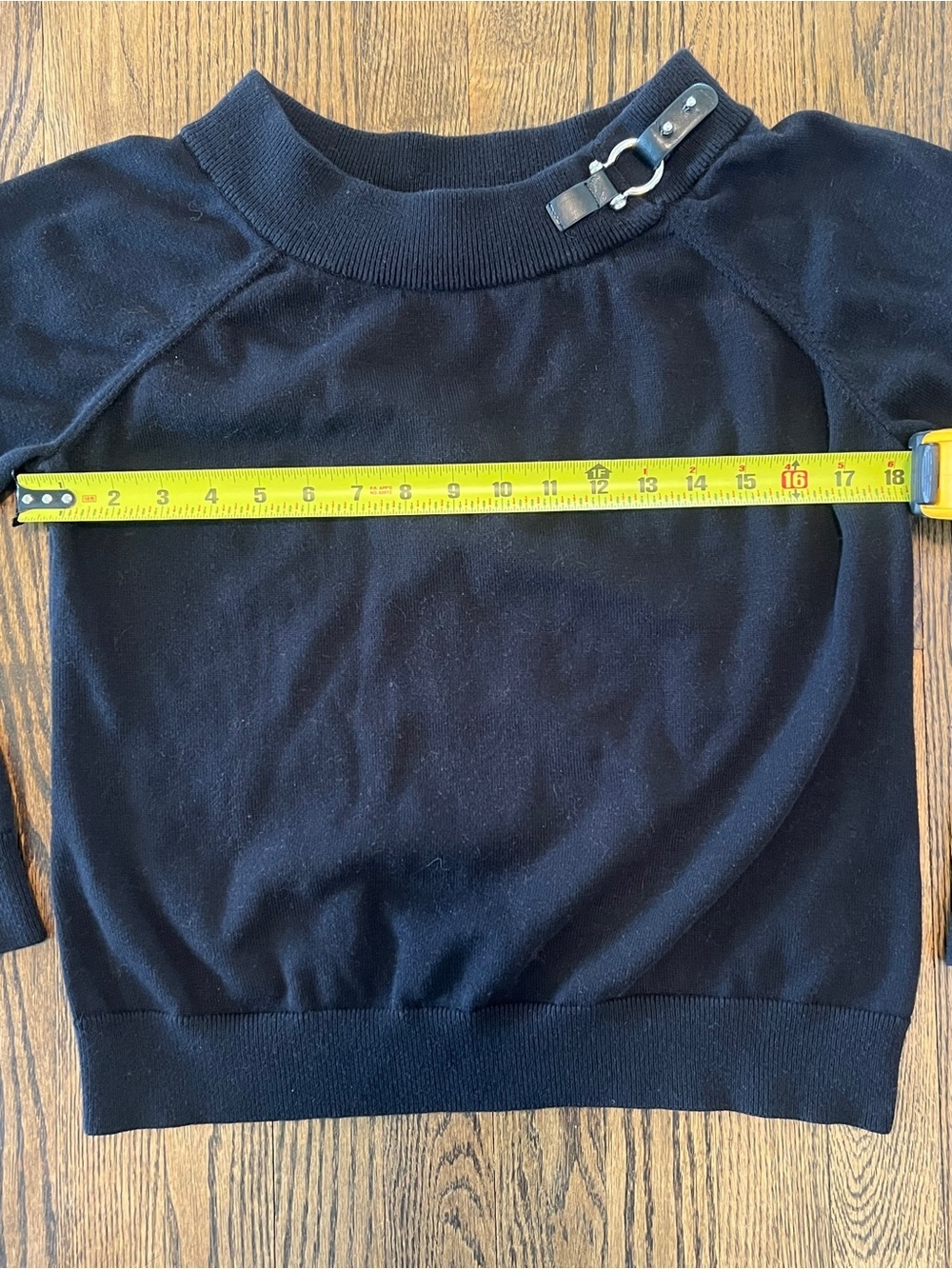 Lauren Ralph Lauren Black Crewneck Sweater with Shoulder Buckle - Picture 3 of 7